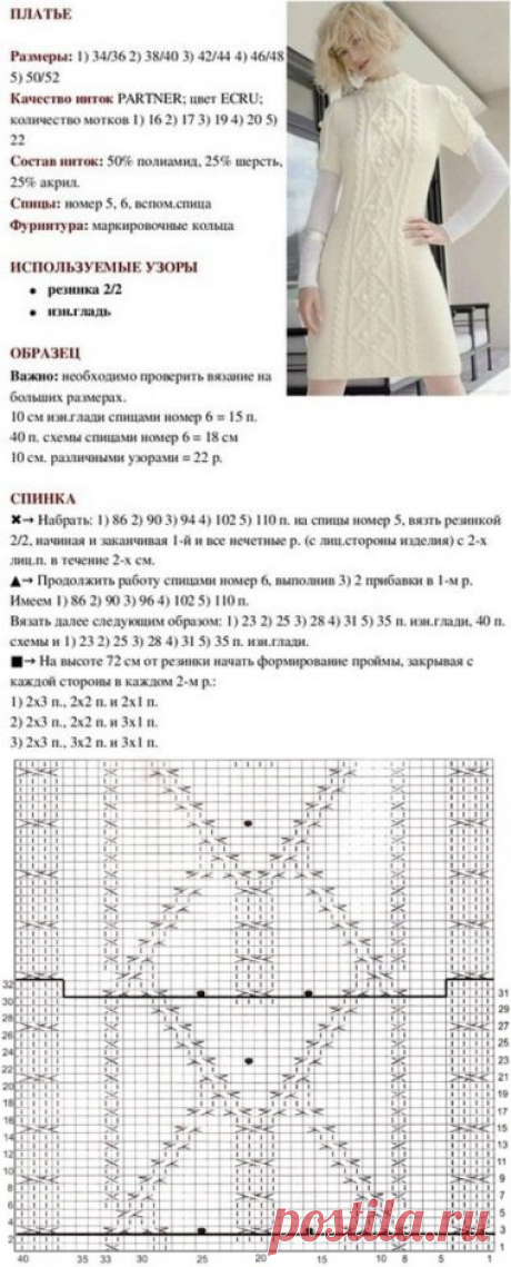 Белое Платье с Косами Вязаное Спицами | Ниточка