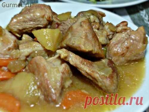 Мясо тушёное с яблоками. Рецепт с фото. Пошаговые фотографии. Gurmel
