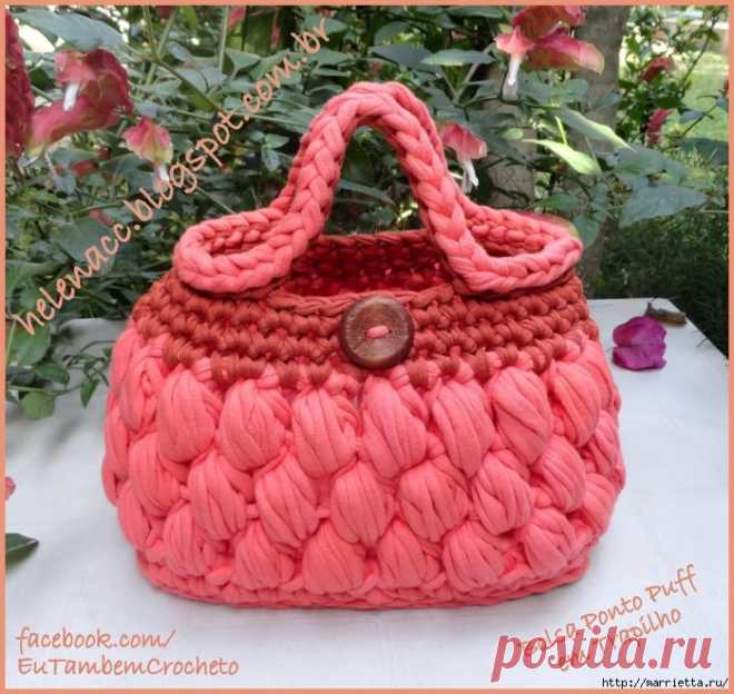 Сумочка крючком из пряжи спагетти