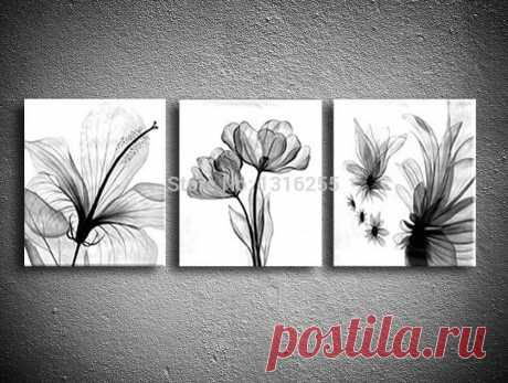 painting polycarbonate Picture - More Detailed Picture about Hand painted 3 pcs/set Black white and transparent flowers decorative painting mural home oil painting on canvas Picture in Painting &amp; Calligraphy from Tongtong gallery | Aliexpress.com | Alibaba Group