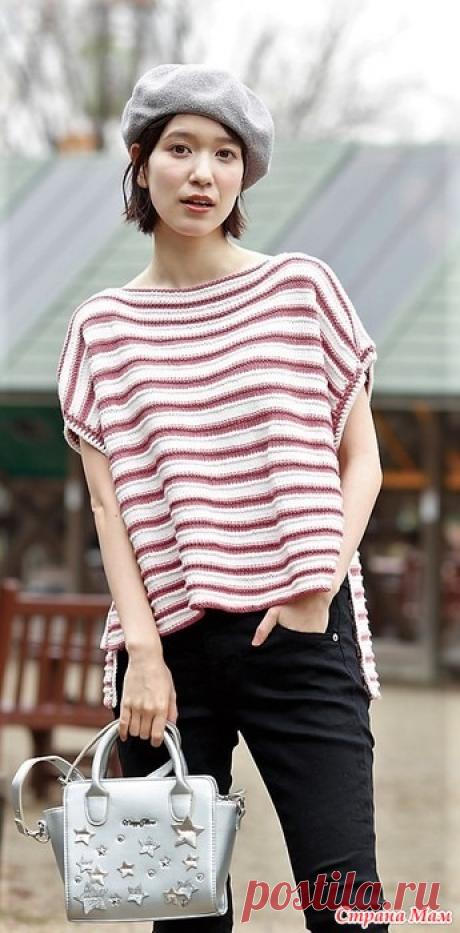 Прямоугольный топ с удлиненной спинкой. Спицы. Журнал &quot;Knit Ange&quot; Spring/Summer 2020г (мини)