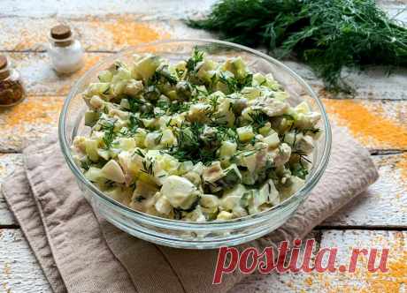 Салат «Ковбой» – сытный салат, с пикантным вкусом Здравствуйте! Сегодня приготовим простой, но оригинальный салат «Ковбой». Его особенность – необычное сочетание ингредиентов, которое приятно удивит.Ингредиенты:	молодой картофель – 3-4...