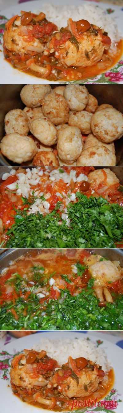 Тефтели куриные в томатно-грибном соусе : Вторые блюда