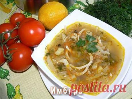 Рассольник с кальмарами.