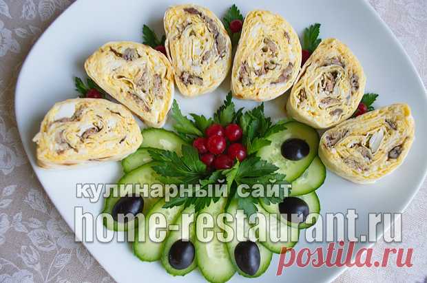 Лаваш с начинкой «Ностальгия» со шпротами и сыром - Домашний Ресторан