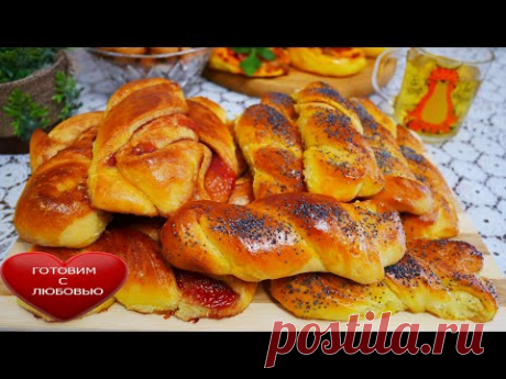 Булочки домашние с красной смородиной (джемом)вкусные булочки с ягодами в духовке