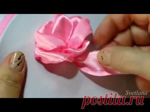 Роза из лент. Мастер-класс. DIY/Rose satin Ribbon