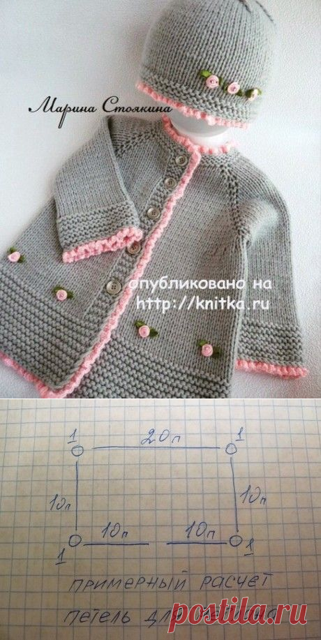 Кардиган и шапочка спицами. Работы Марины Стоякиной, Вязание для детей