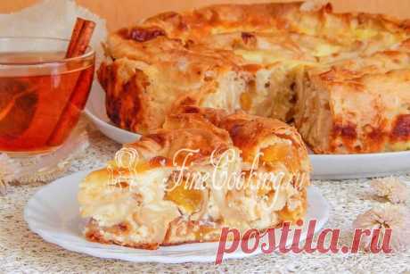 Пирог из лаваша с творогом и персиками - FineCooking.ru