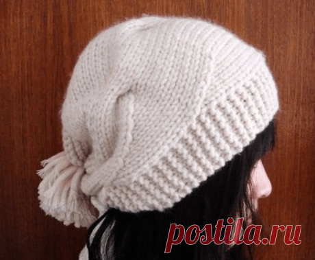 Интересная модная вязаная женская шапка (Вязание спицами) — Журнал Вдохновение Рукодельницы