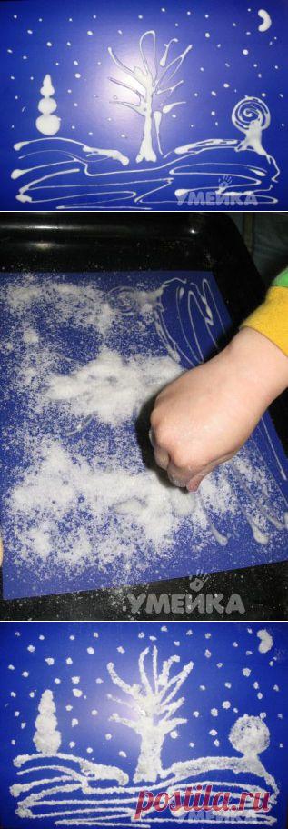 Зимний пейзаж из клея и соли » Умейка - поделки и идеи для детей и их мам