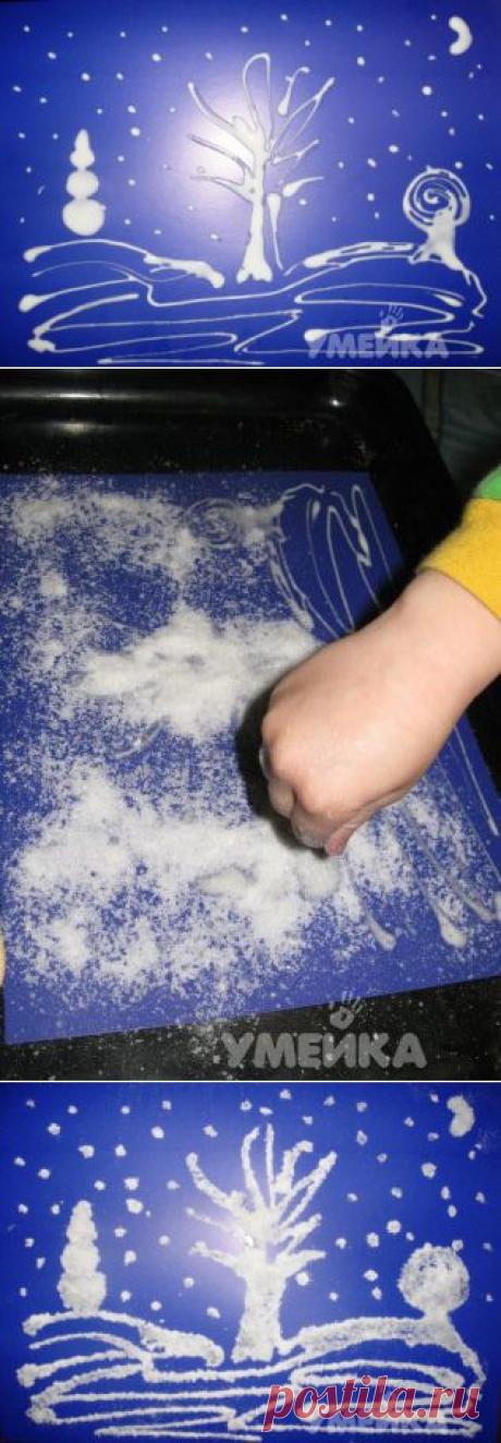 Зимний пейзаж из клея и соли » Умейка - поделки и идеи для детей и их мам