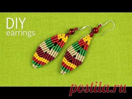 Multicolored Macramé Leaf Earrings - Tutorial
