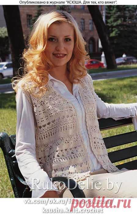 Летняя ажурная безрукавка, связанная крючком — HandMade