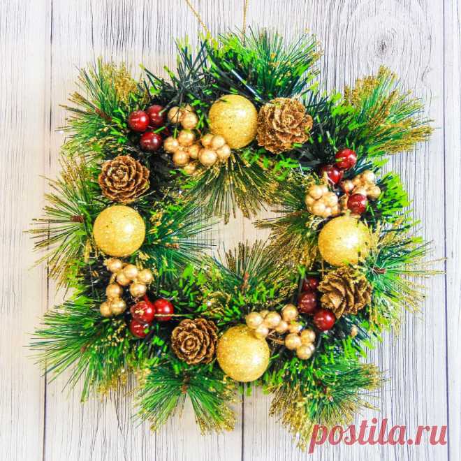 Зимние веночки с ёлочными шарами — DIYIdeas