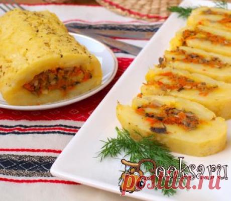 Рулет из картофеля с морковью и грибами рецепт с фото
