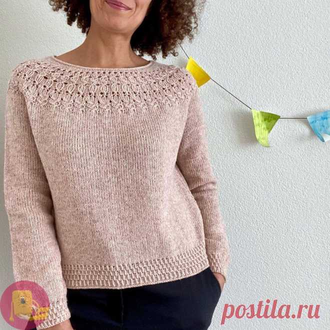 Джемпер с ажурной кокеткой.