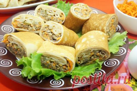 Блины с печенью «Закусочные» – Рецепт с фото. Рецепты. Закуски