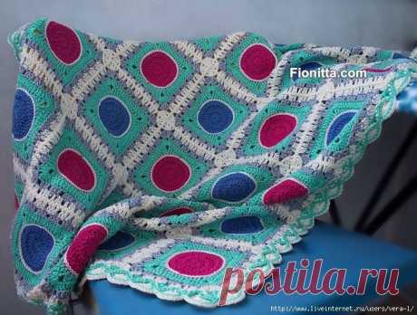 Плед из мотивов &quot;круг в квадрате&quot;. Крючком. Схема, МК. / Обсуждение на LiveInternet - Российский Сервис Онлайн-Дневников