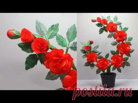 Ide Kreatif Bunga Mawar dari Plastik Kresek / Plastic shopping bag rose flower