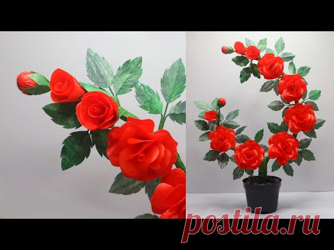 Ide Kreatif Bunga Mawar dari Plastik Kresek / Plastic shopping bag rose flower