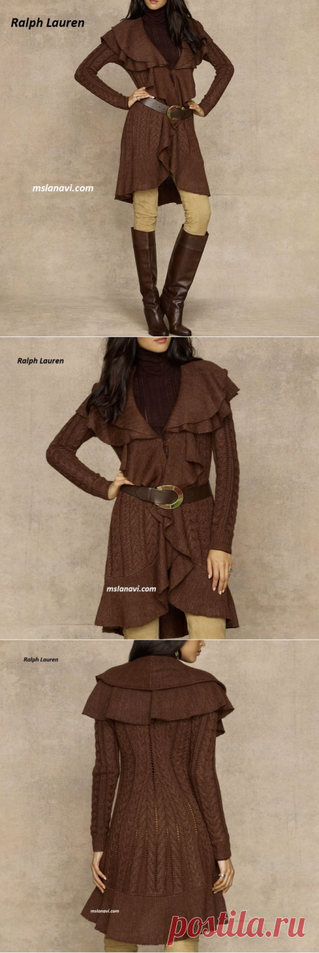Кардиган спицами с воланами от Ralph Lauren | Вяжем с Лана Ви