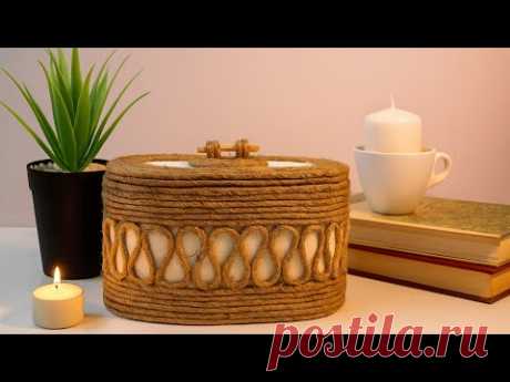 DIY💡MADE THIS BEAUTIFUL BASKET FROM CARDBOARD / DIY CRAFT IDEA /JUTE ROPE BASKET / ROPE BASKET