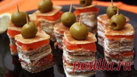 Канапе из блинов и красной рыбой - рецепты с фото и отзывами Cooparison.ru