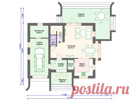 Красивый снаружи и комфортный внутри дом с гаражом. | Arplans.ru - проекты домов | Дзен