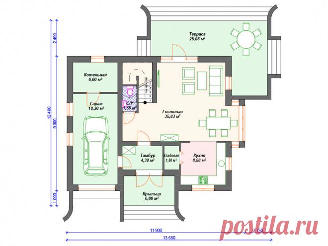 Красивый снаружи и комфортный внутри дом с гаражом. | Arplans.ru - проекты домов | Дзен