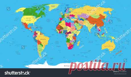 Highly Detailed Political World Map Elements Стоковое Векторное Изображение 314208050 - Shutterstock