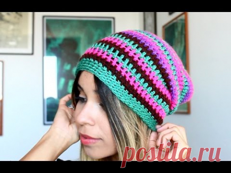 Gorro listrado em crochê Beanie gringo - YouTube