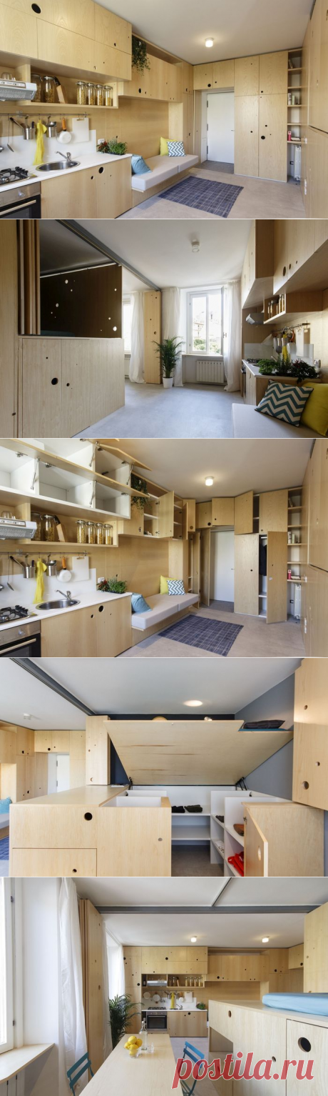 Фанерная история: крутая маленькая квартира, в которой круто организованно пространство