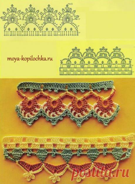 42 образца вязаного кружева для отделки края изделия со схемами - Вязание - Моя копилочка