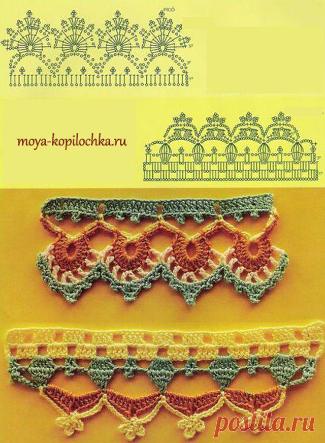 42 образца вязаного кружева для отделки края изделия со схемами - Вязание - Моя копилочка