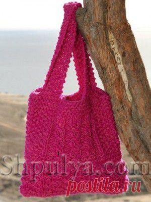 Розовая сумка, вязаная спицами — Шпуля - сайт о вязании
