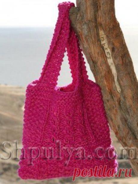 Розовая сумка, вязаная спицами — Шпуля - сайт о вязании