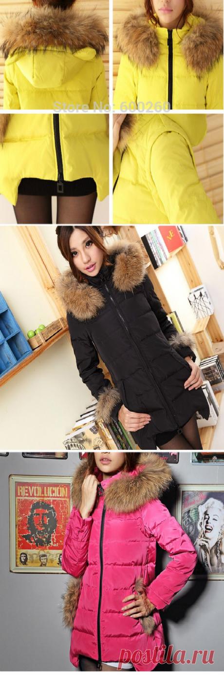 2014 новинка женщины зимняя куртка с длинным стиль большой меховой воротник молния тонкий сгущает с капюшоном пальто женщин утка пуховик горячие товары, принадлежащий категории Пуховики и парки и относящийся к Одежда и аксессуары на сайте AliExpress.com | Alibaba Group