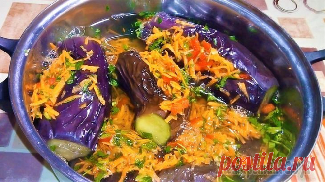 Квашеные баклажаны с морковью и сладким перцем