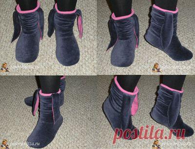 Тапочки-зайчики(домашние угги,сапожки)А ЗДЕСЬ:тапки-ботики "Белоснежки"(выкройки)--- http://www.livemaster.ru/topic/123027-tapki-botiki-belosnezhki?