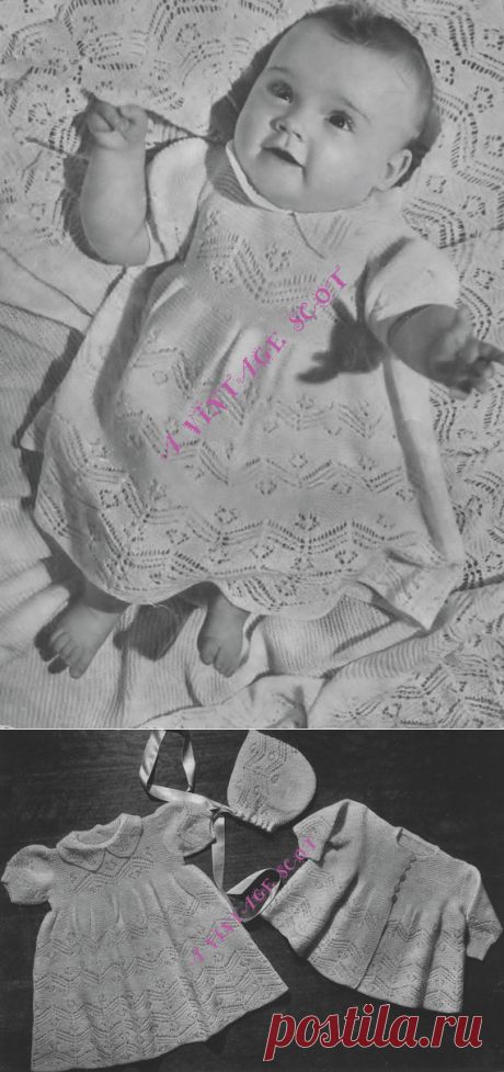 Baby 3ply Fingering Matinee Jacket Dress Bonnet and Shawl