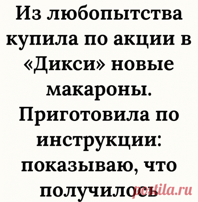 Из любопытства купила по акции в «Дикси» новые макароны. Приготовила по инструкции: показываю, что получилось
В кафе: — Девушка, принесите пасту! — Дома зубы надо чистить! — Вообще-то паста — это варёные макароны с соусом. — Господи, чем только люди зубы не чистят! Источник: anekdotov.me Здравствуйте, уважаемые читатели канала «Просто с Марией»! Приветствую своих постоянных гостей, а также всех...
Читай дальше на сайте. Жми подробнее ➡