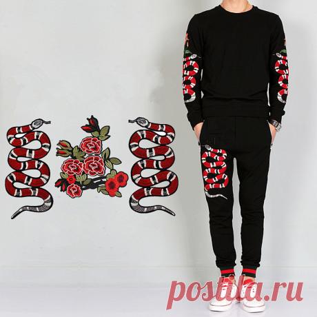 Змеи Пион Шаблон Вышитые Аппликация Патчи Украшения пришить Для DIY Красный купить на AliExpress