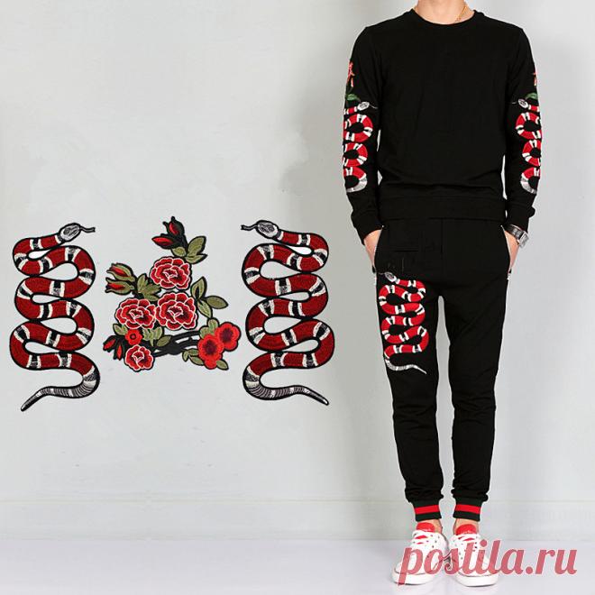 Змеи Пион Шаблон Вышитые Аппликация Патчи Украшения пришить Для DIY Красный купить на AliExpress