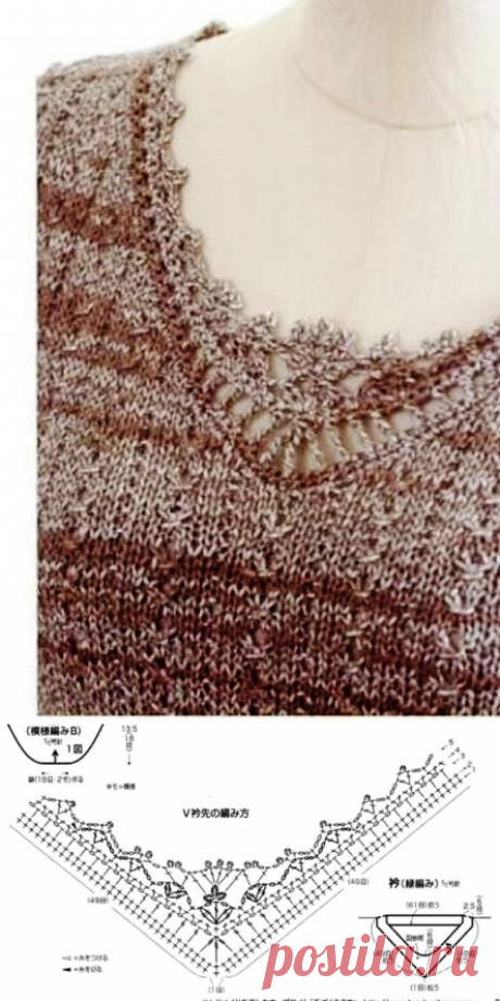 КРАСИВЫЕ УЗОРЫ ДЛЯ ОФОРМЛЕНИЯ VОБРАЗНОГО ВЫРЕЗА ГОРЛОВИНЫ. СХЕМЫ - запись пользователя Наталья (Наталья) в сообществе Вязание спицами в категории Вязание спицами аксессуаров