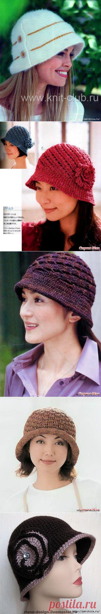 Шляпки для женщин вязанные крючком.