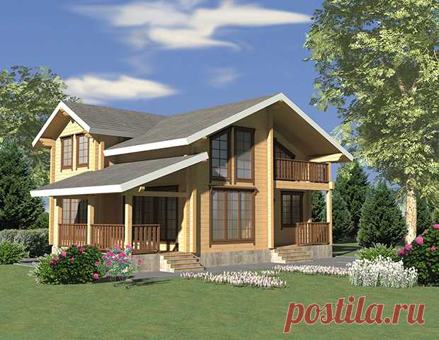 Проект брусового двухэтажного дома с террасой ДКБ 140-1 - Доминант