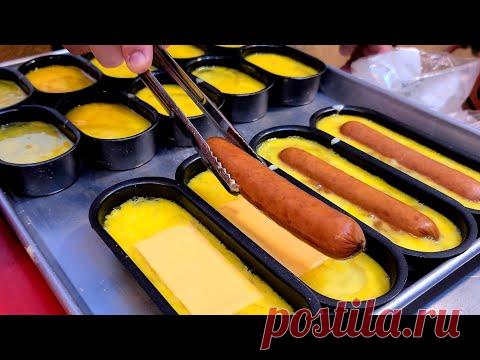 Особый яичный хлеб, яичный хлеб с сыром и колбасой - корейская уличная еда