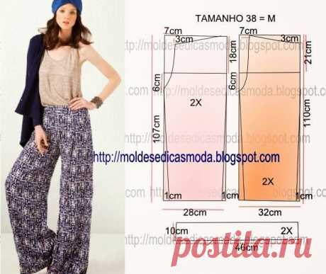 Выкройки летних широких брюк.