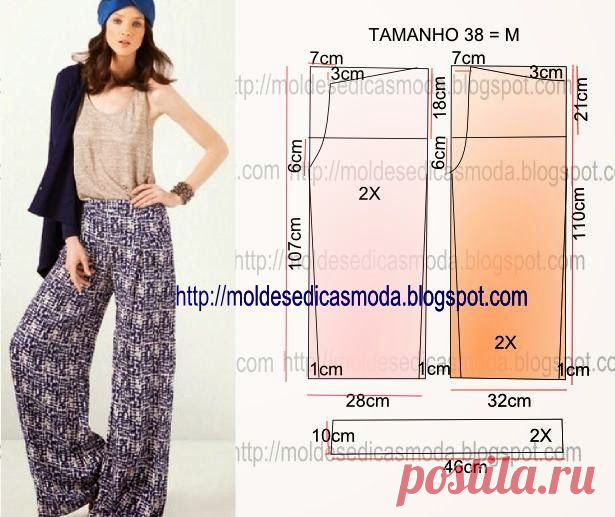Выкройки летних широких брюк.